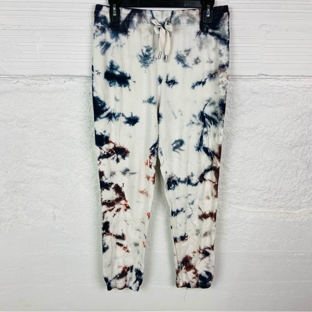 C&C CALIFORNIA White & gray cotton Tie-Dye Track jogger comfy lounge Pants SZ S